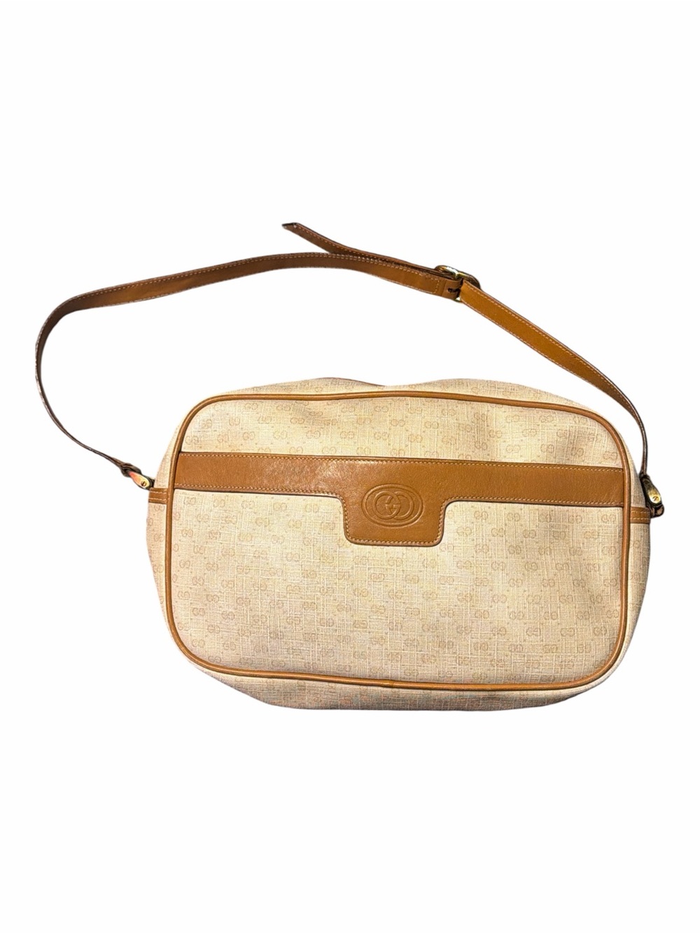 Authentic Vintage Gucci Micro GG Canvas Tan Leather Shoulder Bag W COA Entrupy